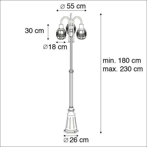 Zewnetrzna Rustykalna lampa zewnętrzna czarna IP44 3-źródła światła - Guardado Oswietlenie zewnetrzne