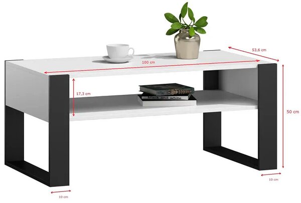 Minimalistyczna ława do salonu Lazira | biało - czarna