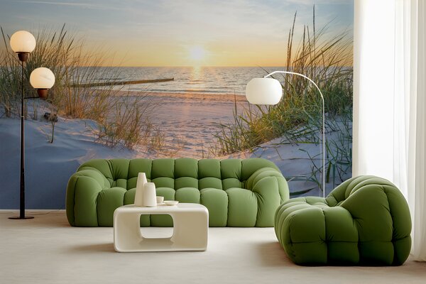 Fototapeta Plaża z trawą i zbiornikiem wodnym, Fototapety Morze i Plaża, Popularne Fototapety, u93577 - Tapeko.pl