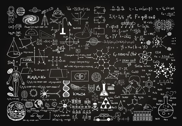 Fototapeta Tablica z symbolami i wzorami matematycznymi, Fototapety design, Popularne Fototapety, u93593 - Tapeko.pl