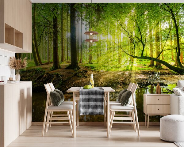 Fototapeta Strumień w lesie, Fototapety Las, Popularne Fototapety, u93621 - Tapeko.pl