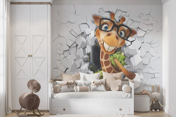 Fototapeta Postać z kreskówki Żyrafa w okularach, Fototapety Dziecięce, Popularne Fototapety, u93624 - Tapeko.pl