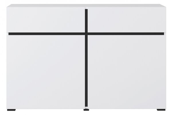 Komoda Cross 119 cm z szufladami - biały / czarny