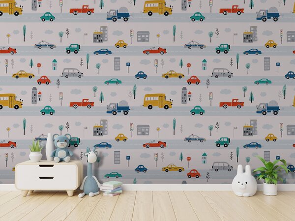 Fototapeta Wzór samochodów osobowych i ciężarowych, Fototapety Dziecięce, Popularne Fototapety, u93819 - Tapeko.pl