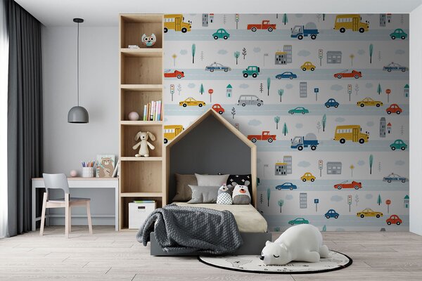 Fototapeta Wzór samochodów osobowych i ciężarowych, Fototapety Dziecięce, Popularne Fototapety, u93819 - Tapeko.pl