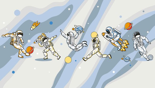 Fototapeta Grupa astronautów w przestrzeni kosmicznej, Fototapety Dziecięce, Popularne Fototapety, u93828 - Tapeko.pl