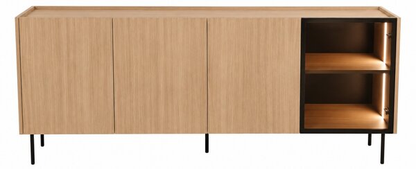Komoda Dunari 220 cm czterodrzwiowa z szufladami - dąb sławonia - Wyprzedaż ekspozycji