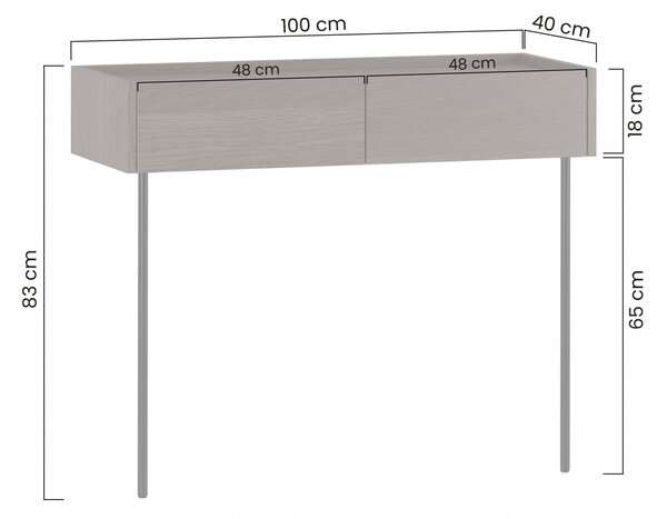 Konsola Dunari 100 cm z szufladami i metalowymi nogami - dąb sławonia - Wyprzedaż ekspozycji