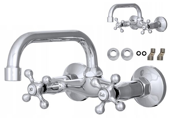 Granitan | RETRO C – bateria kuchenna – obrót o 360° – monta nacienny – chrom – gowica ceramiczna