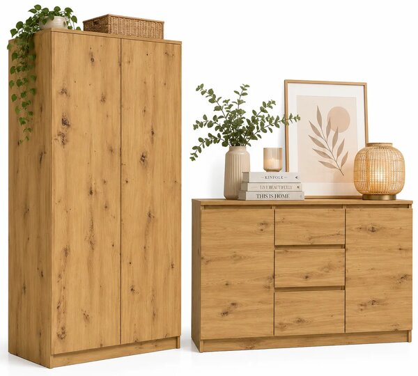 Zestaw Szafa Z Komodą Dąb Artisan Z0-Z39