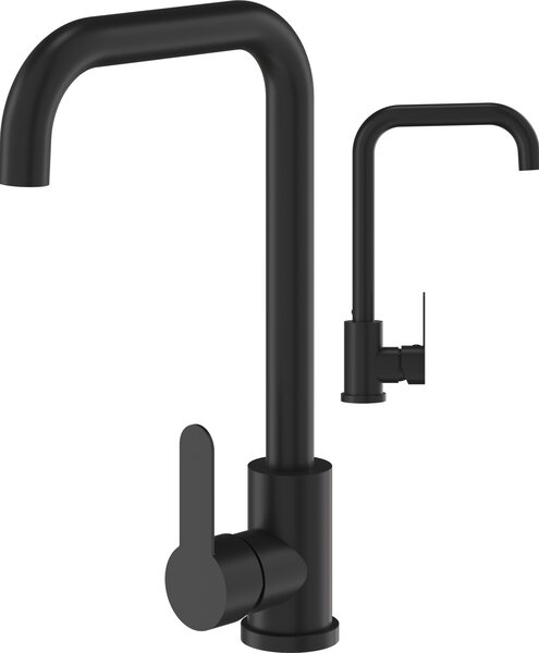 Granitan | STEEL – bateria kuchenna – obrót o 360° – czarna – stal nierdzewna – gowica ceramiczna