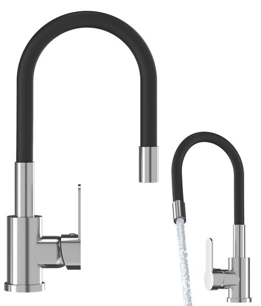 Granitan | GRADO – bateria kuchenna – elastyczny wylew – obrót o 360° – chrom – gowica ceramiczna