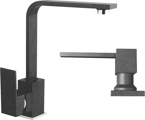 Granitan | NOOK – bateria kuchenna – obrót o 360° – wygld granitu – czarna – stal nierdzewna – gowica ceramiczna