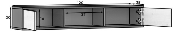 Półka z szafkami LANZZI 120 cm, czarna