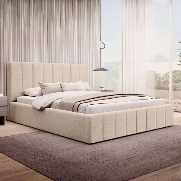 MebleMWM Łóżko tapicerowane SF1069 | 160x200 | Boucle | Beż