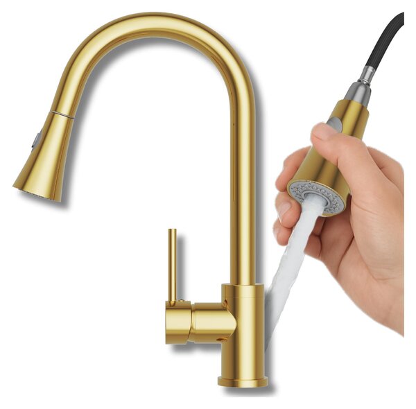Granitan | Bateria kuchenna Snake – zota – cakowita wysoko 40 cm – wysuwana wylewka – obrót o 360°