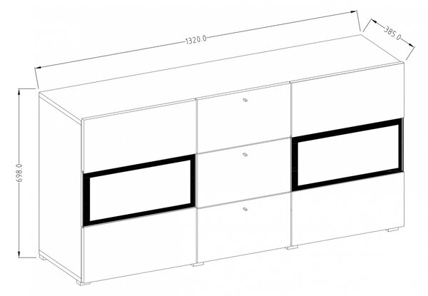 Komoda z szufladami Baros 26 - 132 cm - ciemny beton / schiefer