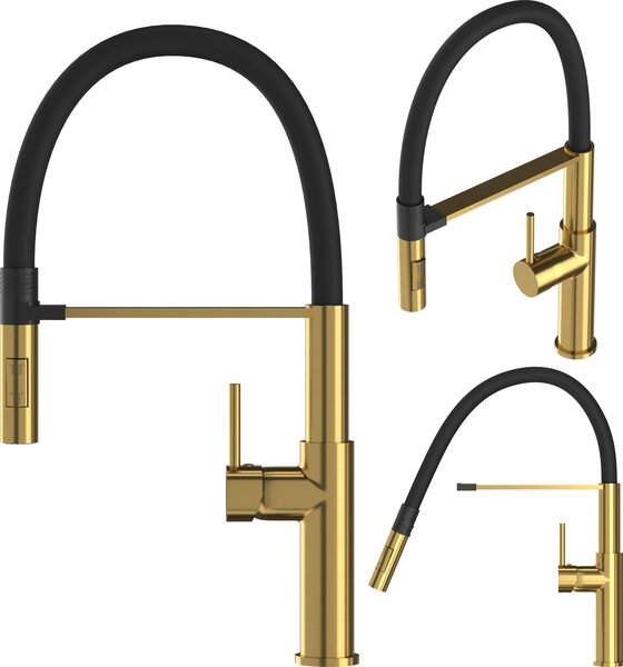 Granitan | Bateria kuchenna Soria – wysoko 470 mm – obrót o 360° – kolor zoty – zasig wylewki 260 mm