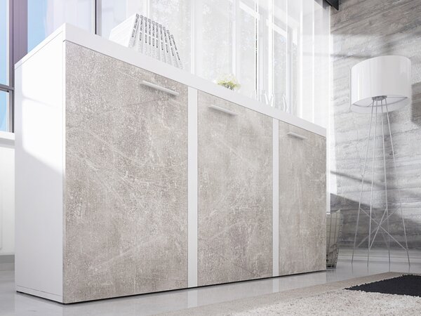 Komoda do salonu Luiza 3F - 149 cm - beton jasny - Wyprzedaż