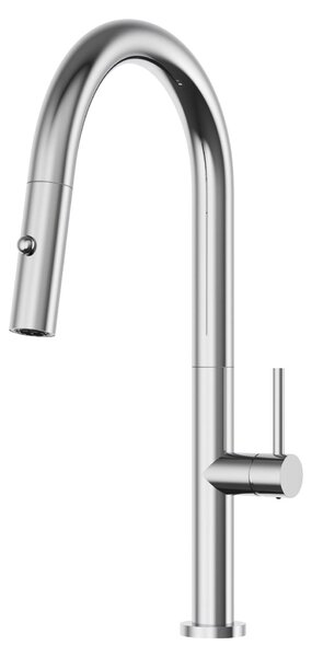 Granitan | Bateria kuchenna - wysoka - zakrzywiona - chrom - bateria kuchenna - 360° - z elastyczn i wycigan wylewk - LIVIA