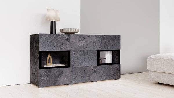Komoda z szufladami Baros 26 - 132 cm - ciemny beton / schiefer