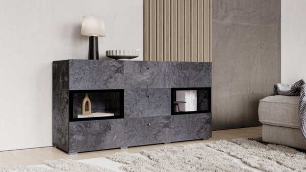 Komoda z szufladami Baros 26 - 132 cm - ciemny beton / schiefer