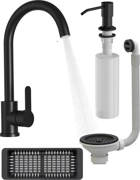 Granitan | PRESTIGE PLUS – bateria kuchenna – obrót o 360° – czarna – gowica ceramiczna