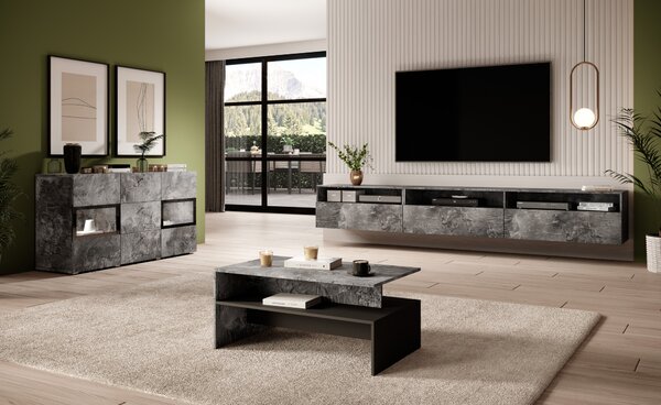 Komoda z szufladami Baros 26 - 132 cm - ciemny beton / schiefer
