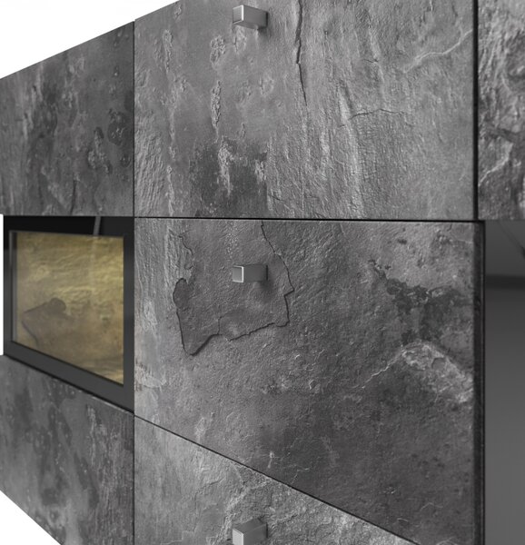 Komoda z szufladami Baros 26 - 132 cm - ciemny beton / schiefer