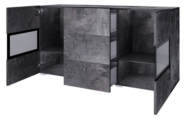 Komoda z szufladami Baros 26 - 132 cm - ciemny beton / schiefer