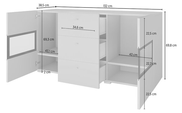 Komoda z szufladami Baros 26 - 132 cm - ciemny beton / schiefer