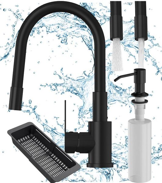 Granitan | GRADO PLUS – bateria kuchenna – elastyczny wylew – czarna