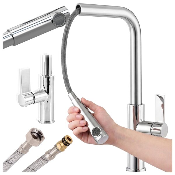 Granitan | LINEA – bateria kuchenna – wysuwana wylewka – chrom – gowica ceramiczna