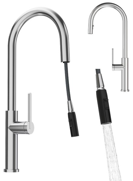Granitan | PRATI – bateria kuchenna – wysuwana wylewka – obrót o 360° – chrom – gowica ceramiczna