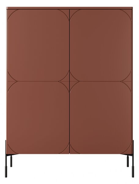 Komoda wysoka Sonatia 120 cm dwudrzwiowa z dwoma ukrytymi szufladami - burgund