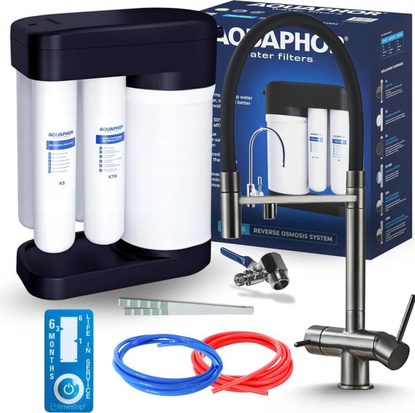 Bateria kuchenna trójdrona Ari HighFlex z wycigan elastyczn wylewk, obrotowa 360 stopni, grafit antracyt, do filtra wody