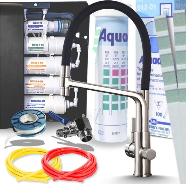 Bateria kuchenna trójdrona Ari Flexible z wycigan elastyczn wylewk 360 stopni, inox, do filtra wody