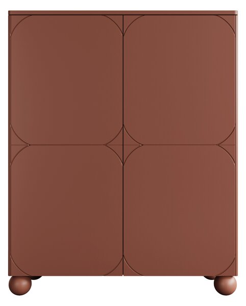 Komoda wysoka Sonatia II 120 cm dwudrzwiowa z dwoma ukrytymi szufladami - burgund