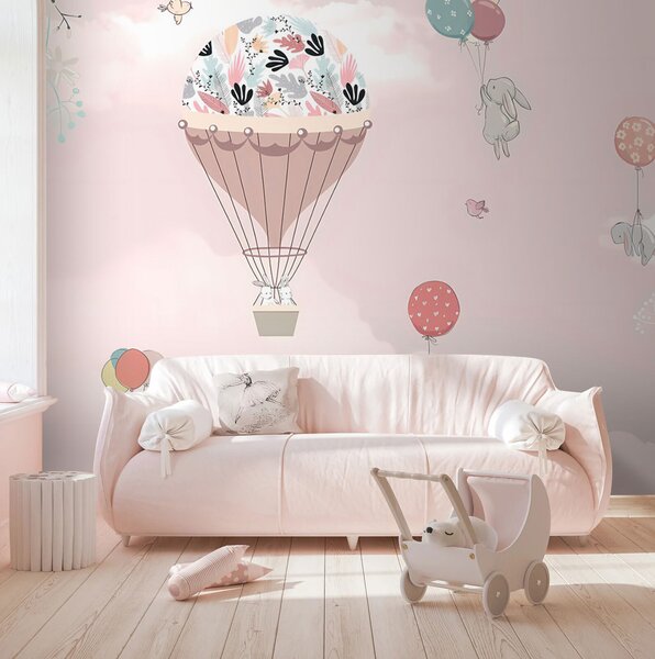 Fototapeta Balon na ogrzane powietrze z ptakami i zwierzętami, Fototapety Dziecięce, Popularne Fototapety, u94138 - Tapeko.pl
