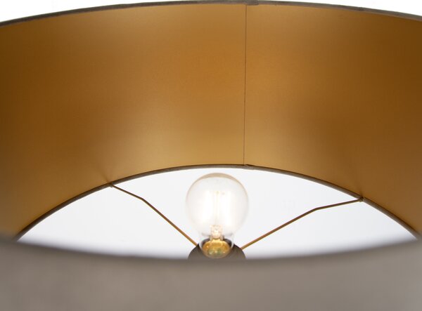 Lampa podłogowa Japandi beżowa z kloszem w kolorze taupe i złotym wnętrzem 50cm - Simplo