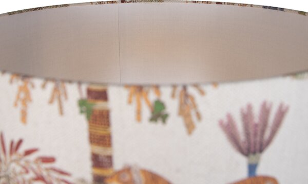 Lampa podłogowa Japandi beżowa z wielokolorowym abażurem w zwierzęcy wzór 50 cm - Simplo