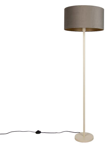 Lampa podłogowa Japandi beżowa z kloszem w kolorze taupe i złotym wnętrzem 50cm - Simplo