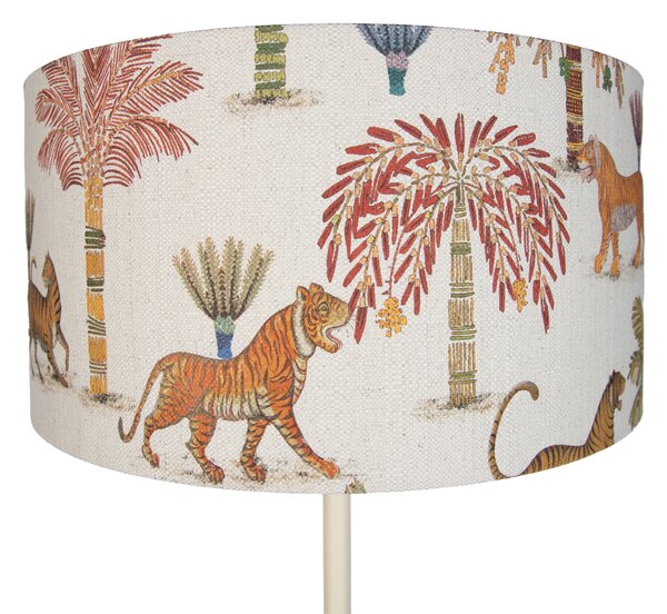 Lampa podłogowa Japandi beżowa z wielokolorowym abażurem w zwierzęcy wzór 50 cm - Simplo
