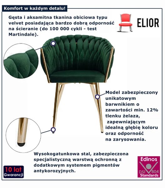 Ciemnozielone krzesło plecione do salonu H2-M32