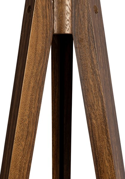 Nowoczesna lampa podłogowa drewno orzechowe z beżowym abażurem bouclé 50cm - Tripod Classic