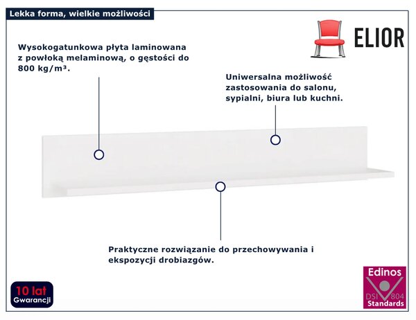 Wisząca biała półka ścienna B2-P37