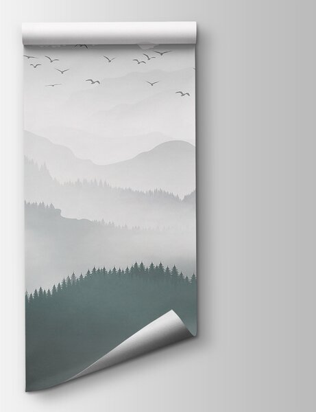 Fototapeta Ptaki przelatujące nad pasmem górskim, Fototapety Góry, Popularne Fototapety, u94300 - Tapeko.pl