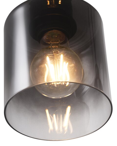 Nowoczesna lampa wisząca czarna z dymionym szkłem, 4 źródła światła - Dame