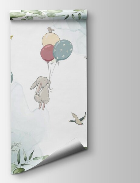 Fototapeta Grupa króliczków trzymających balony, Fototapety Dziecięce, Popularne Fototapety, u94447 - Tapeko.pl