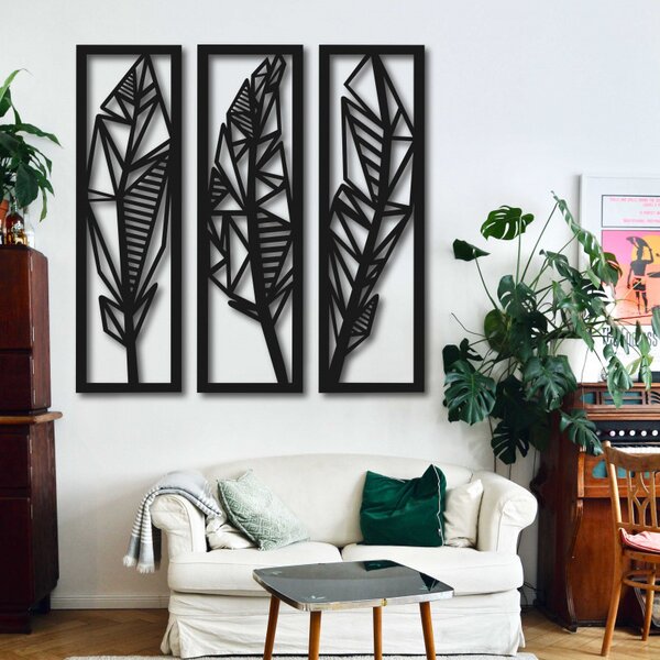 Nowoczesny obraz trzyczęściowy liście bananowca - MUSACEAE